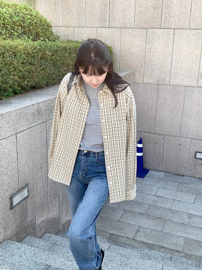 COURGETTE韓國直郵㊣女裝新款職業人氣休閑推薦襯衫蕾絲衫格紋COURGETTE襯衫/蕾絲衫
