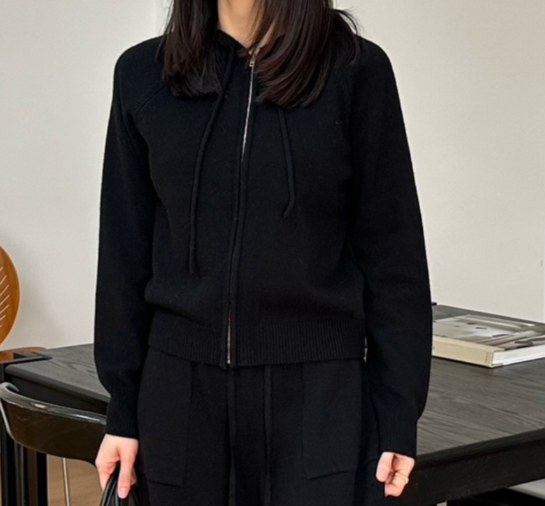LE VASE東大門㊣代購女士新款推薦時尚真品針織衫拉鏈連帽LE VASE針織衫圖色2