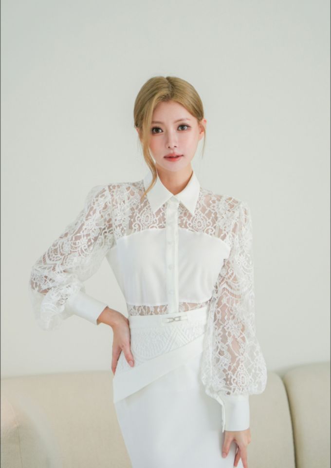 HIGH HEELS東大門㊣代購女士新品推薦25秋冬人氣襯衫蕾絲衫HIGH HEELS襯衫/蕾絲衫
