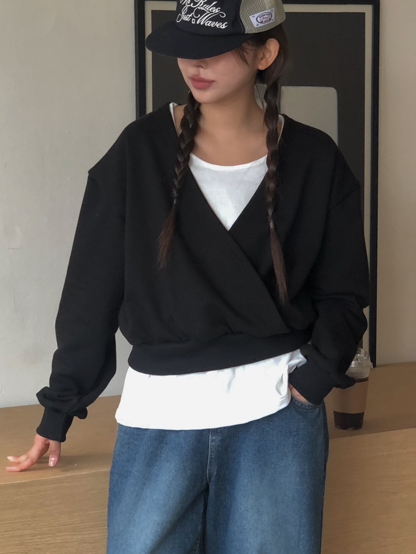 ONDO-P韓國直郵㊣女士新款休閑推薦人氣熱賣時尚衛衣假兩件ONDO-P衛衣圖色3