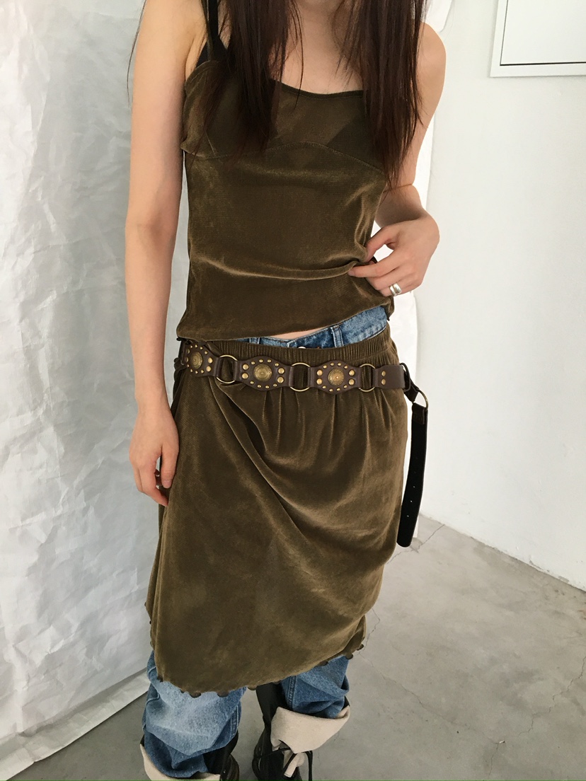 AWESOMESAUCE東大門㊣代購女士新款人氣套裝不含內搭天鵝絨套裝AWESOME SAUCE套裝圖色1