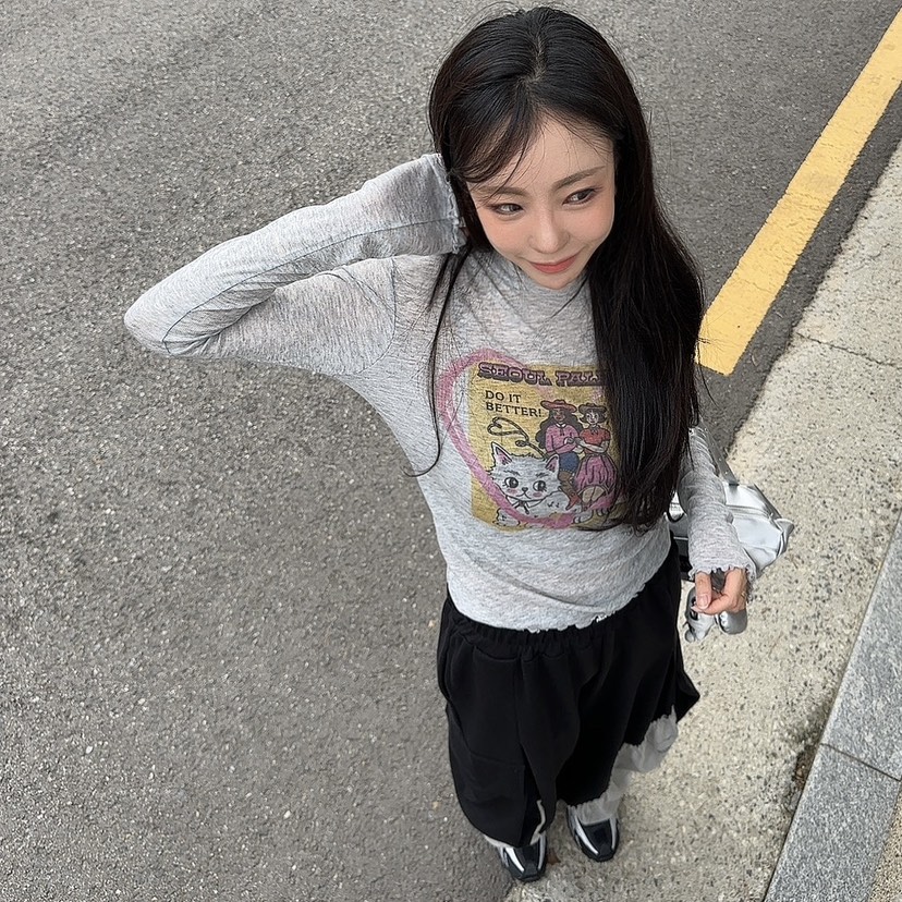 PALETTE-Q韓國代購㊣女裝新品熱賣人氣推薦職業長袖T恤網眼PALETTE長袖T恤