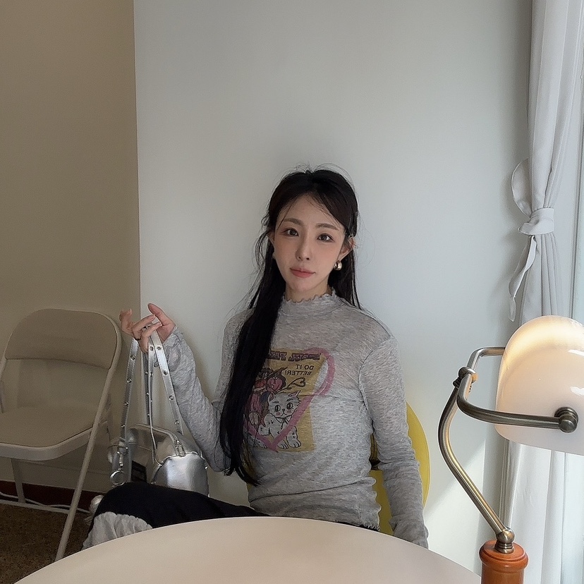 PALETTE-Q韓國代購㊣女裝新品熱賣人氣推薦職業長袖T恤網眼PALETTE長袖T恤