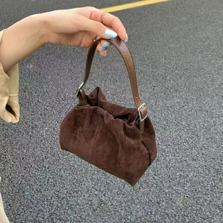 TROUVAILLE韓國直郵㊣女裝新品人氣真品休閑單肩斜跨包麂皮TROUVAILLE單肩/斜跨包