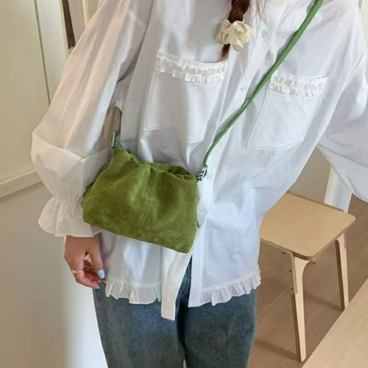 TROUVAILLE韓國直郵㊣女裝新品人氣真品休閑單肩斜跨包麂皮TROUVAILLE單肩/斜跨包