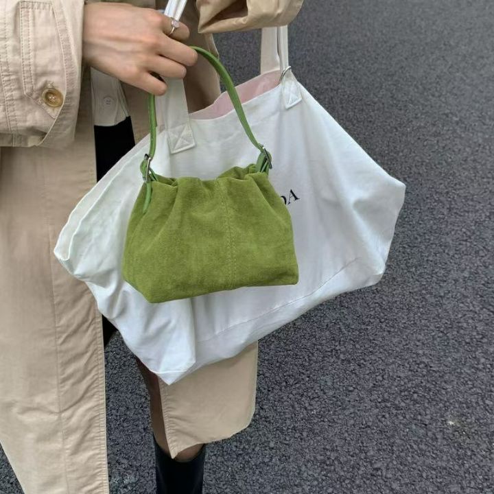 TROUVAILLE韓國直郵㊣女裝新品人氣真品休閑單肩斜跨包麂皮TROUVAILLE單肩/斜跨包
