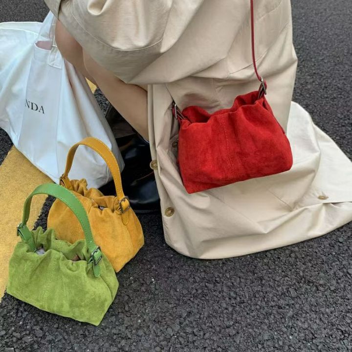 TROUVAILLE韓國直郵㊣女裝新品人氣真品休閑單肩斜跨包麂皮TROUVAILLE單肩/斜跨包