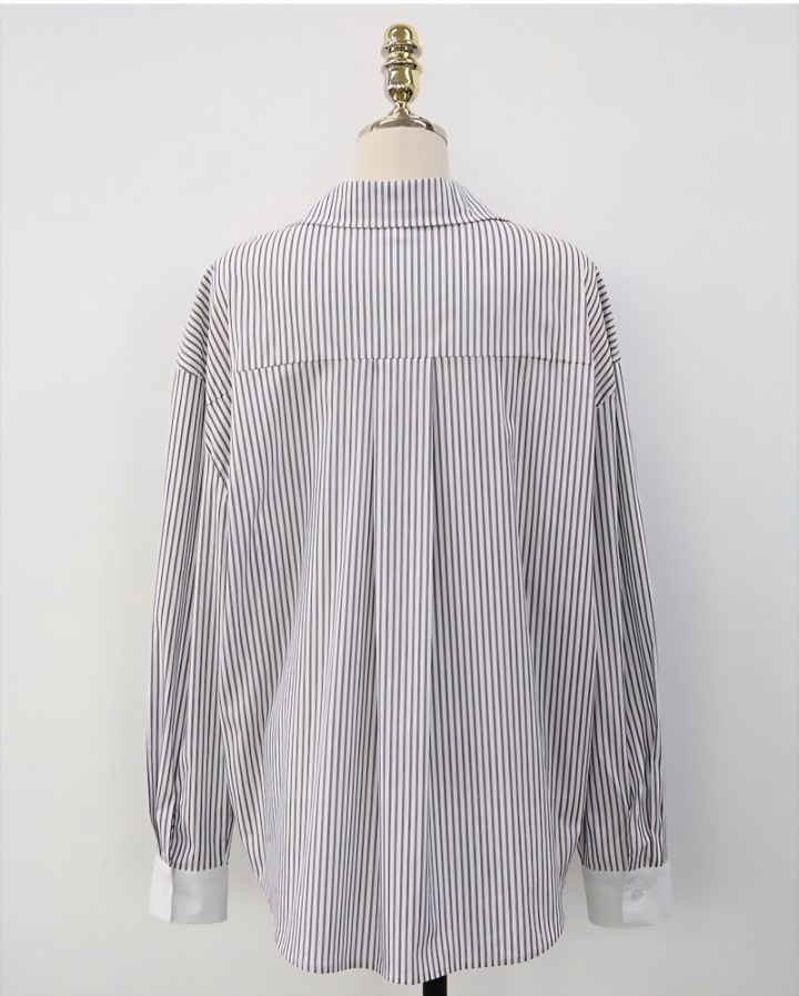 FEMME東大門㊣代購女裝新品25秋冬休閑時尚推薦襯衫蕾絲衫條紋FEMME襯衫/蕾絲衫