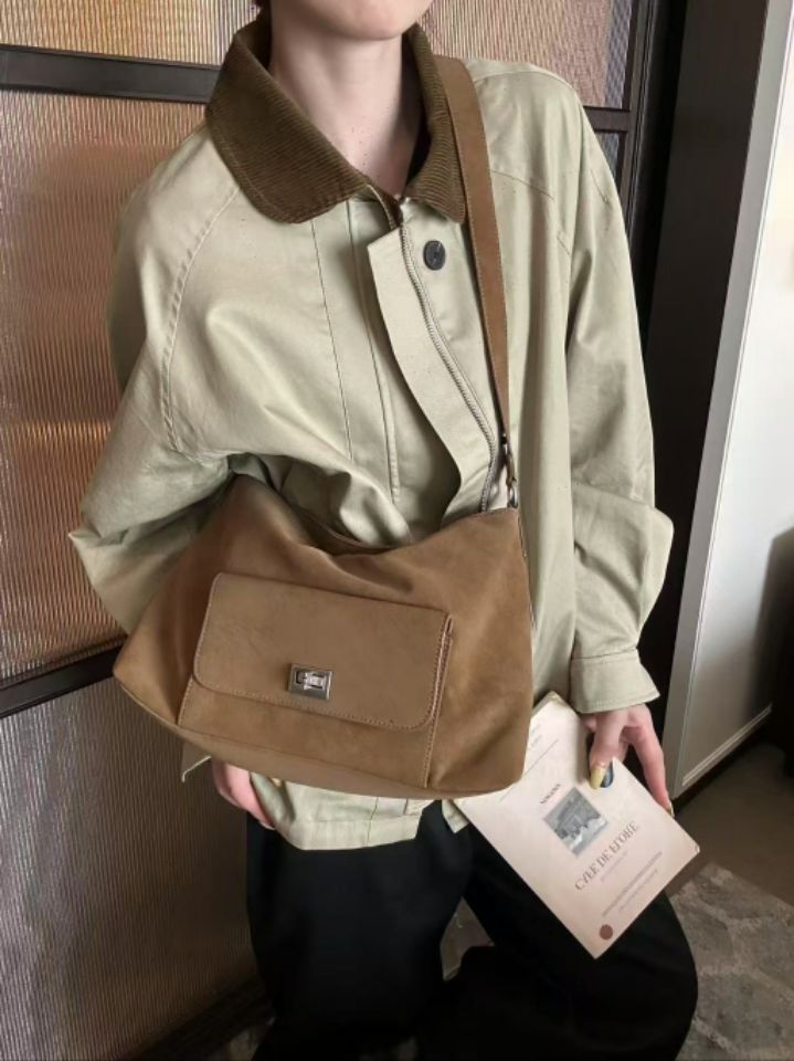 TROUVAILLE東大門㊣直郵女裝新款熱賣25秋冬單肩斜跨包絨面革TROUVAILLE單肩/斜跨包