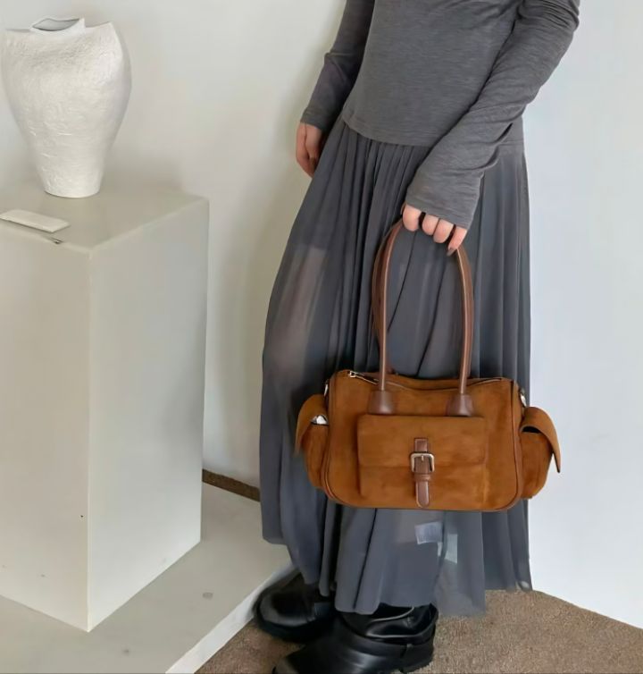 TROUVAILLE東大門㊣直郵女裝新品休閑25秋冬單肩斜跨包絨面革TROUVAILLE單肩/斜跨包