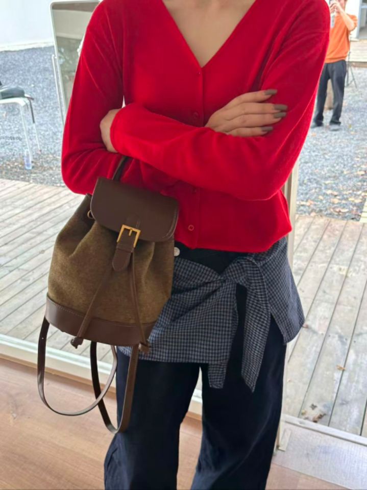 TROUVAILLE東大門㊣直郵女裝新款職業熱賣真品雙肩背包細羊毛TROUVAILLE雙肩背包