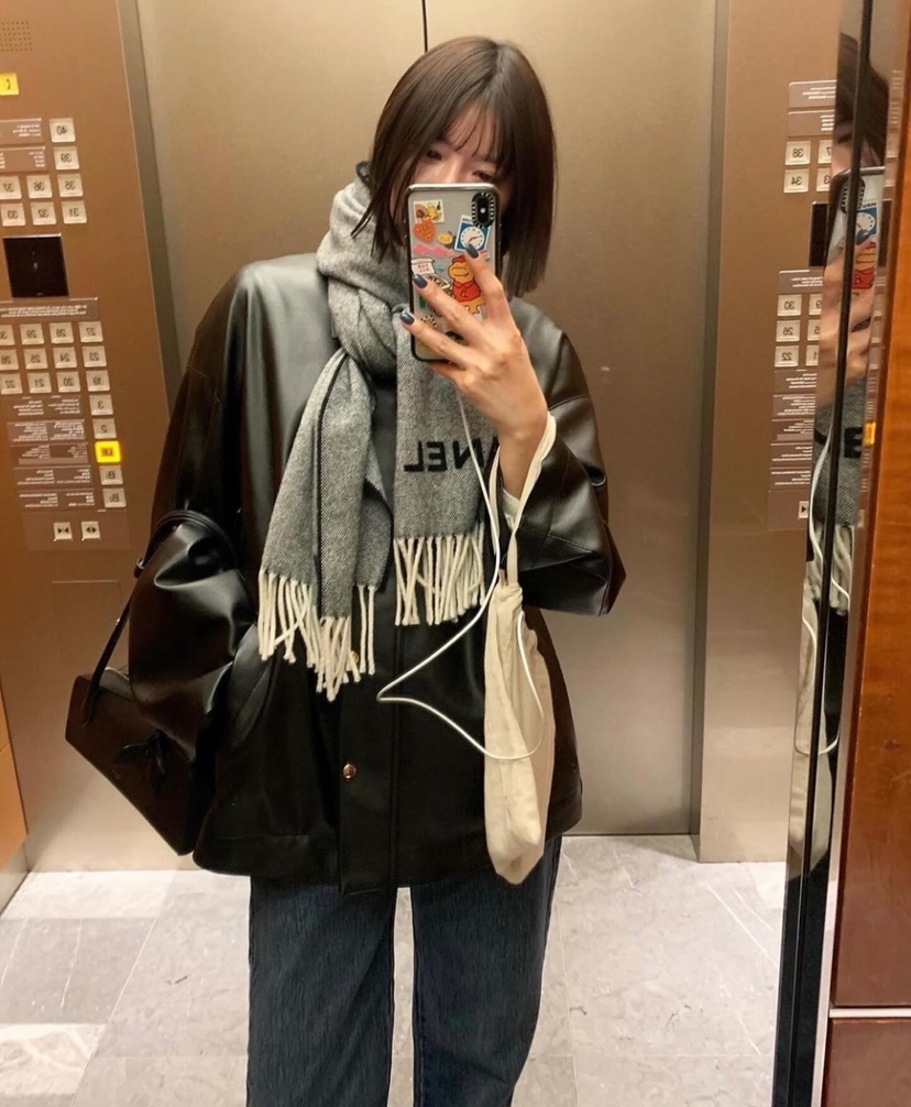 COURGETTE韓國代購㊣女士新款職業休閑25秋冬推薦真品熱賣皮衣COURGETTE皮衣
