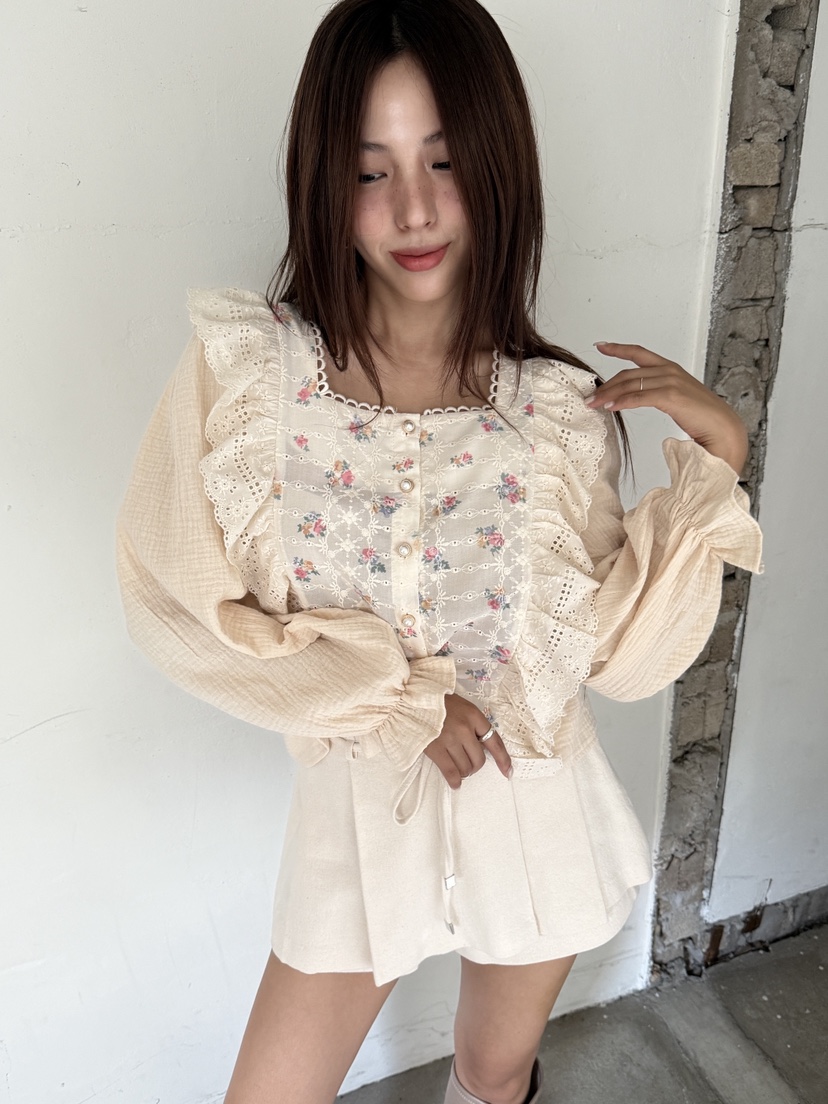 MOSMOS東大門㊣直郵女士新品時尚人氣真品25秋冬襯衫蕾絲衫MOSMOS襯衫/蕾絲衫