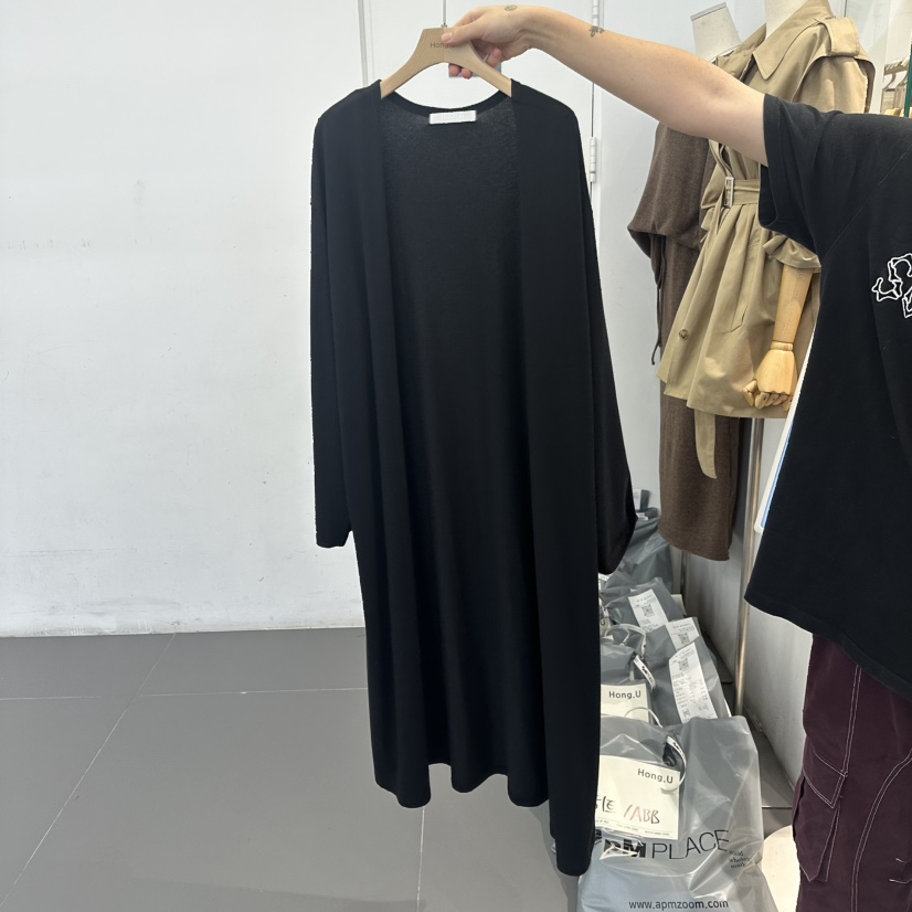HONG.U韓國代購㊣女裝新款推薦休閑真品熱賣長款風衣超長開衫HONG.U長款風衣圖色2