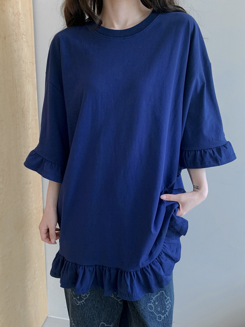 JKICHI韓國代購㊣女士新品25秋冬熱賣人氣職業T恤荷葉邊腰帶JKICHIT恤
