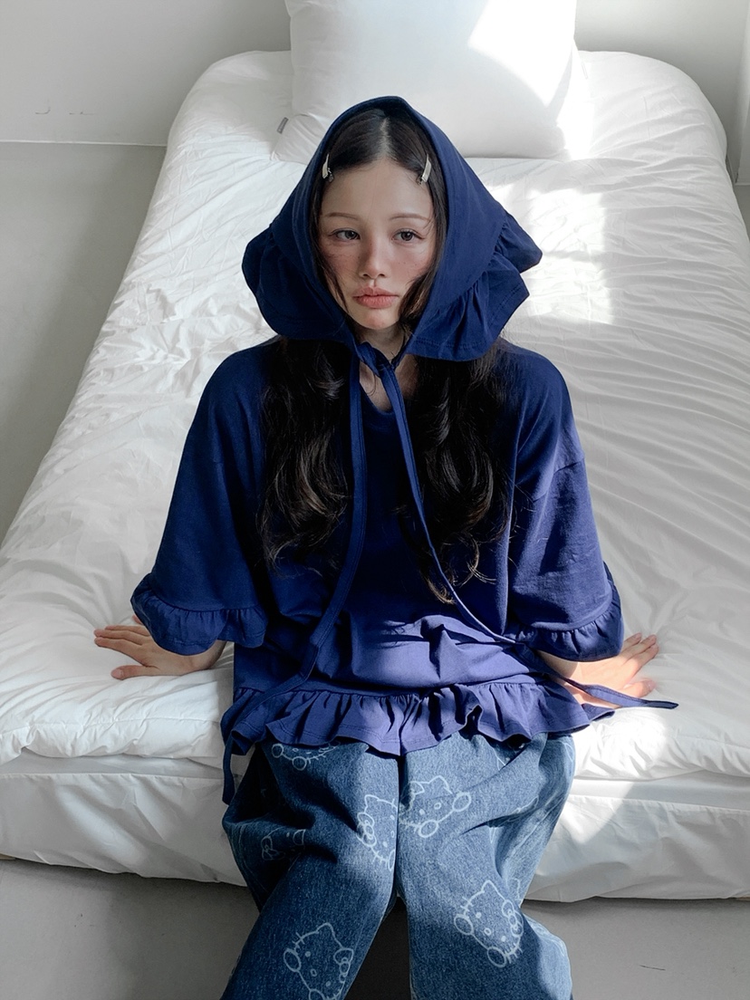 JKICHI韓國代購㊣女士新品25秋冬熱賣人氣職業T恤荷葉邊腰帶JKICHIT恤