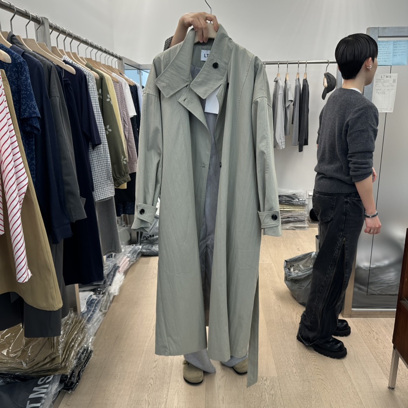 LTMS韓國代購㊣女裝新款推薦職業25秋冬真品長款風衣含腰帶LTMS長款風衣圖色1