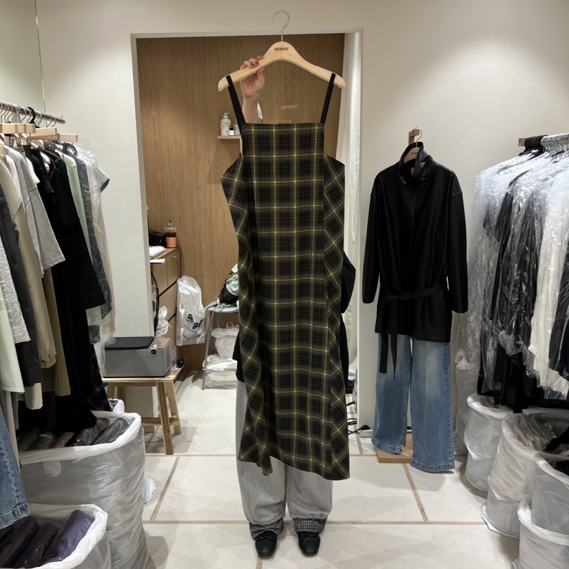 HOWFF東大門㊣實拍女士新品25秋冬推薦休閑連衣裙不含內搭格紋HOWFF連衣裙圖色1