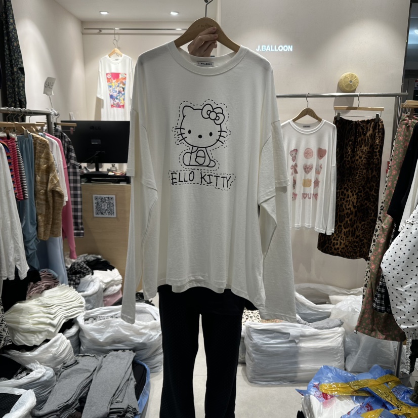 J.BALLOON韓國代購㊣女士新品25秋冬職業真品長袖T恤假兩件J.BALLOON長袖T恤圖色1