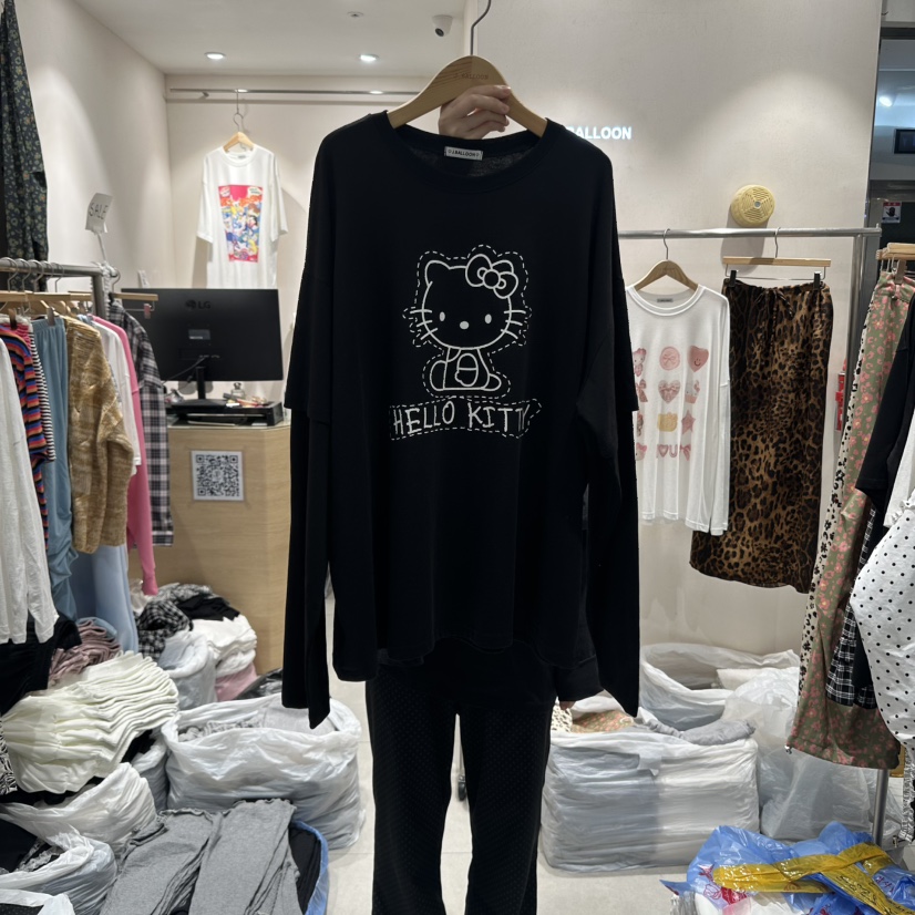 J.BALLOON韓國代購㊣女士新品25秋冬職業真品長袖T恤假兩件J.BALLOON長袖T恤圖色2