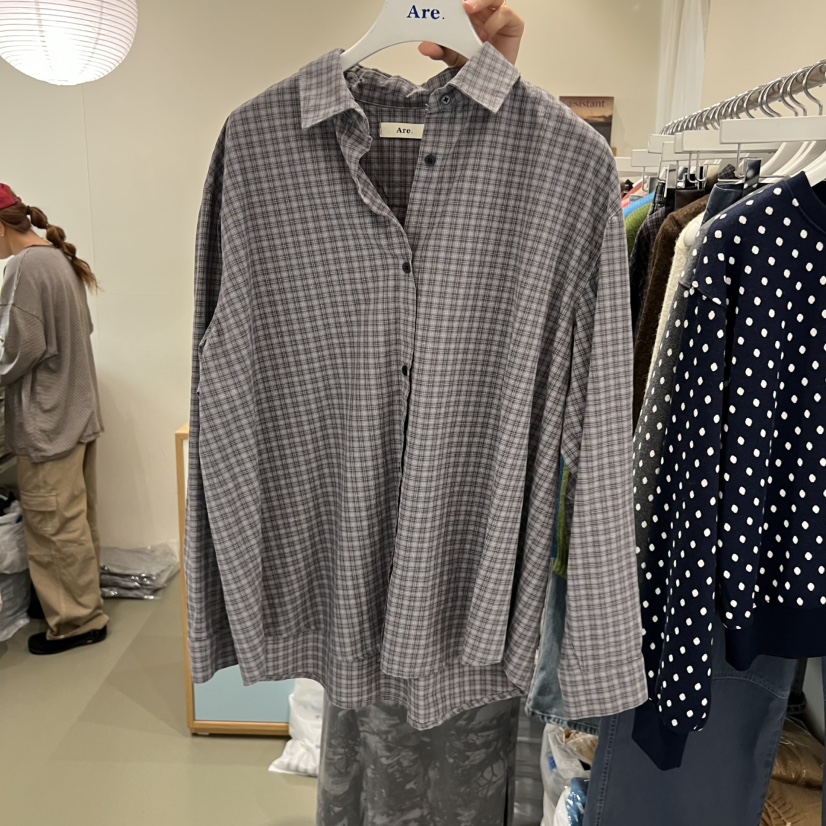 ARE韓國代購㊣女裝新品真品熱賣推薦時尚休閑襯衫蕾絲衫格紋ARE YOU/ARE襯衫/蕾絲衫圖色1
