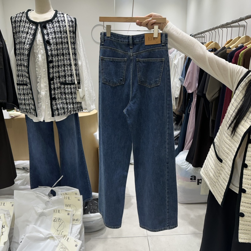 EN.U東大門㊣實拍女裝新品推薦熱賣職業時尚休閑25秋冬牛仔褲EN.U牛仔褲