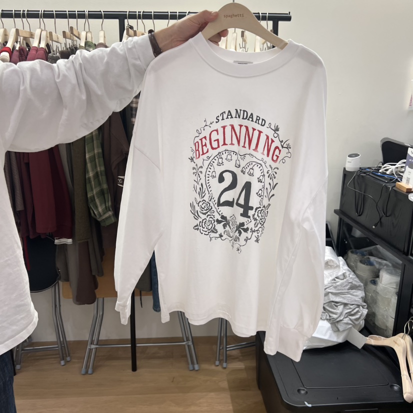 SPAGHETTI韓國直郵㊣女裝新品25秋冬休閑人氣時尚推薦長袖T恤spaghetti長袖T恤圖色1