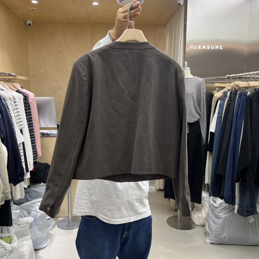 PLEASURE韓國代購㊣女裝新品時尚職業25秋冬休閑夾克絨面革PLEASURE夾克