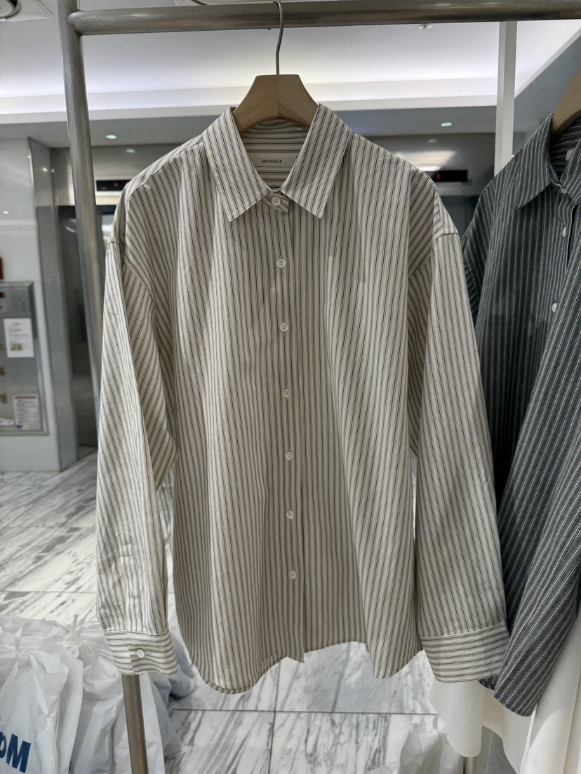 MONIQUE東大門㊣實拍女裝新品推薦休閑真品人氣襯衫蕾絲衫條紋MONIQUE襯衫/蕾絲衫圖色1