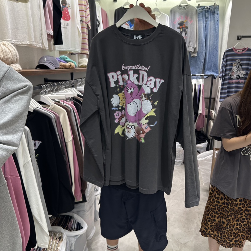 EVE韓國直郵㊣女士新款休閑人氣熱賣真品推薦時尚25秋冬長袖T恤EVE長袖T恤圖色3