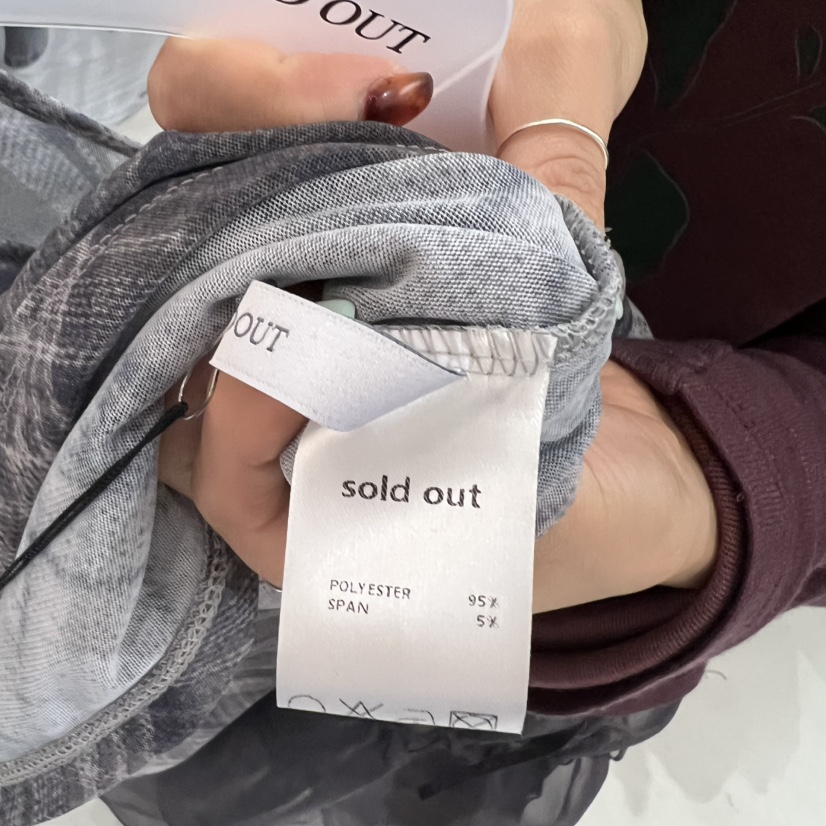 SOLD OUT韓國直郵㊣女士新品時尚推薦休閑長袖T恤網眼格紋SOLD OUT長袖T恤