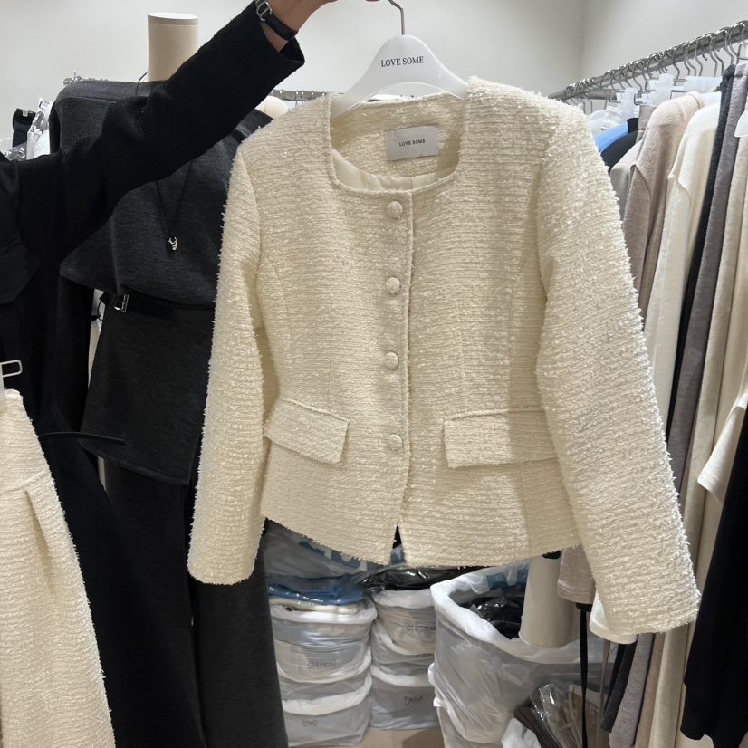 LOVE SOME東大門㊣直郵女裝新品時尚真品熱賣休閑夾克粗花呢LOVE SOME夾克