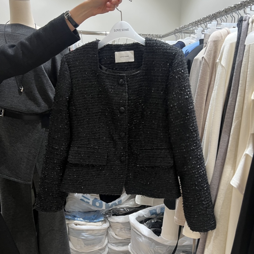LOVE SOME東大門㊣直郵女裝新品時尚真品熱賣休閑夾克粗花呢LOVE SOME夾克圖色2