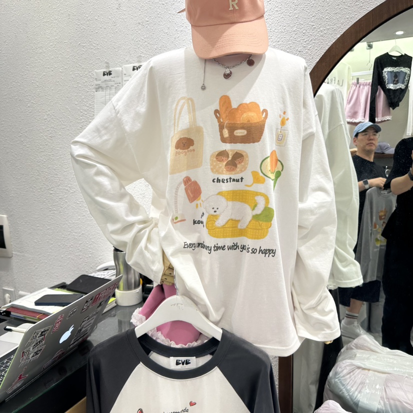 EVE東大門㊣代購女士新品人氣時尚推薦休閑真品職業長袖T恤EVE長袖T恤圖色1