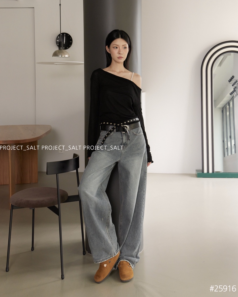 PROJECT SALT韓國代購㊣女士新款熱賣牛仔褲不含腰帶PROJECTSALT牛仔褲圖色1