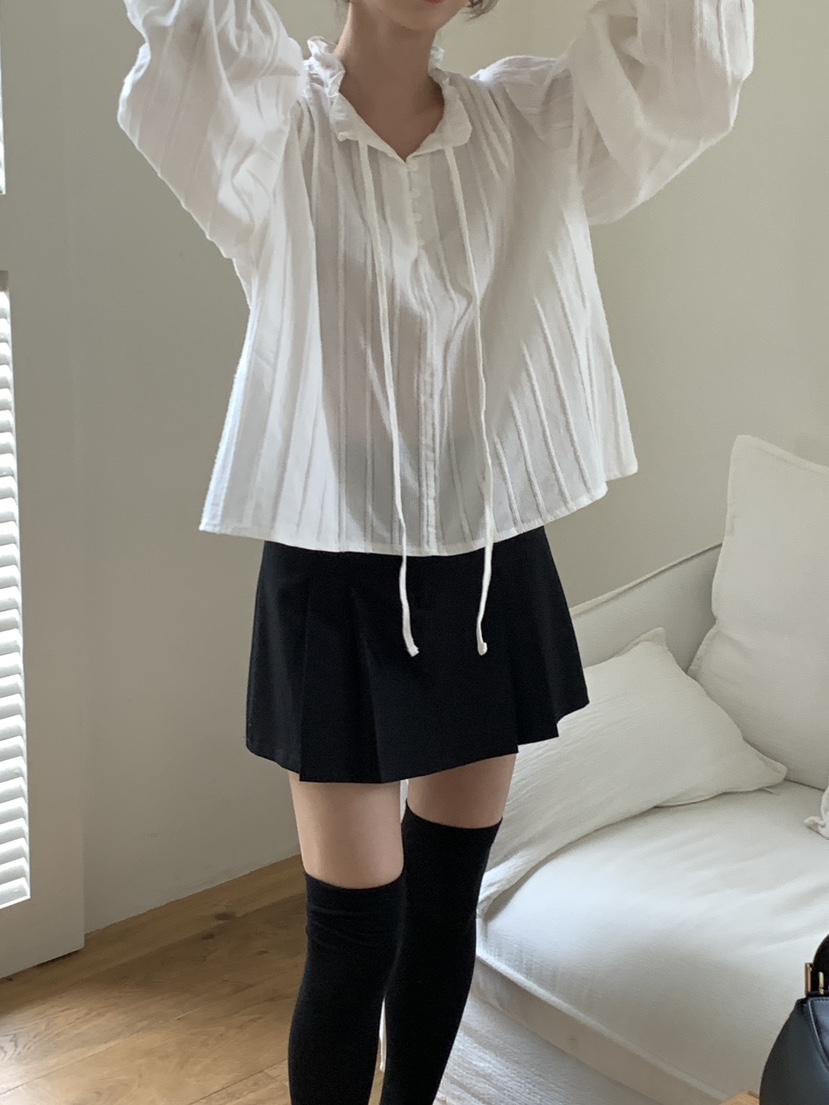 FRILL-T韓國直郵㊣女士新品時尚真品熱賣襯衫蕾絲衫荷葉邊FRILL-T襯衫/蕾絲衫