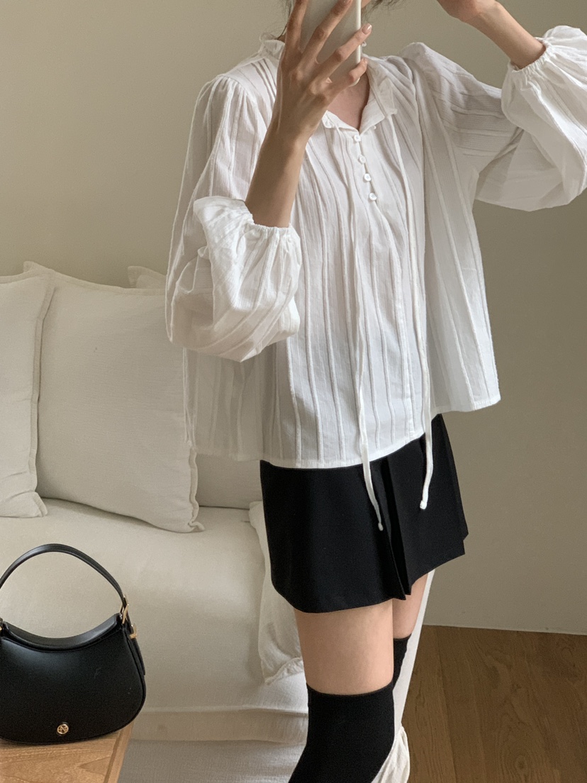 FRILL-T韓國直郵㊣女士新品時尚真品熱賣襯衫蕾絲衫荷葉邊FRILL-T襯衫/蕾絲衫