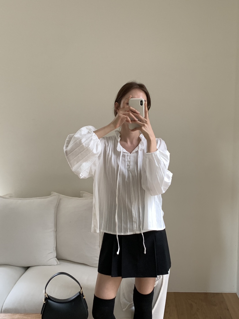 FRILL-T韓國直郵㊣女士新品時尚真品熱賣襯衫蕾絲衫荷葉邊FRILL-T襯衫/蕾絲衫