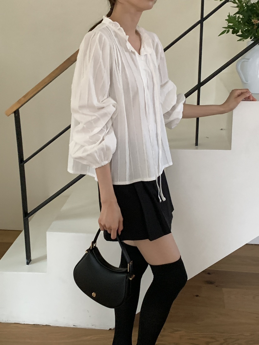 FRILL-T韓國直郵㊣女士新品時尚真品熱賣襯衫蕾絲衫荷葉邊FRILL-T襯衫/蕾絲衫