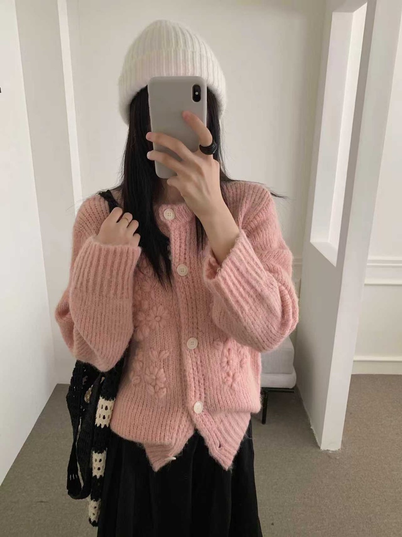 FRILL-T東大門㊣直郵女士新品推薦職業休閑人氣針織衫開衫絨FRILL-T針織衫圖色2