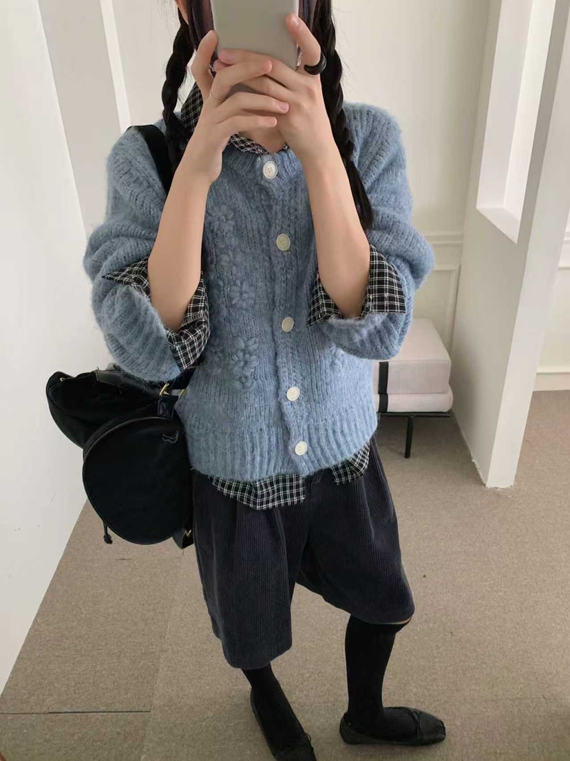 FRILL-T東大門㊣直郵女士新品推薦職業休閑人氣針織衫開衫絨FRILL-T針織衫圖色4