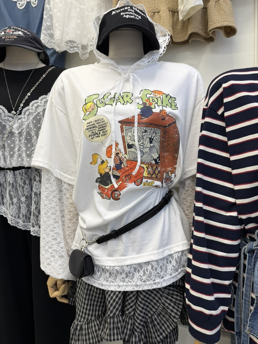 BORA BORA韓國代購㊣女士新品休閑25秋冬長袖T恤不含腰帶假兩件BORA BORA長袖T恤圖色3