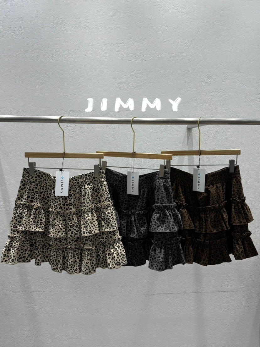JIMMY東大門㊣實拍女裝新款時尚真品推薦25秋冬休閑短裙豹紋JIMMY/REMAKE短裙