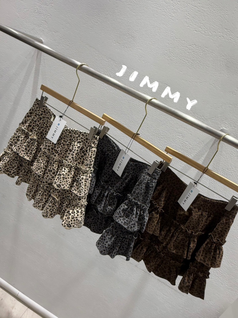 JIMMY東大門㊣實拍女裝新款時尚真品推薦25秋冬休閑短裙豹紋JIMMY/REMAKE短裙