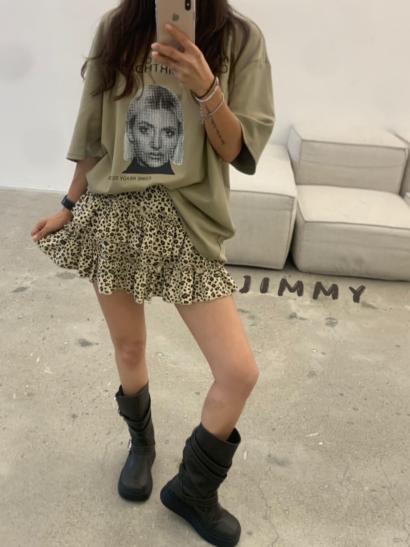 JIMMY東大門㊣實拍女裝新款時尚真品推薦25秋冬休閑短裙豹紋JIMMY/REMAKE短裙