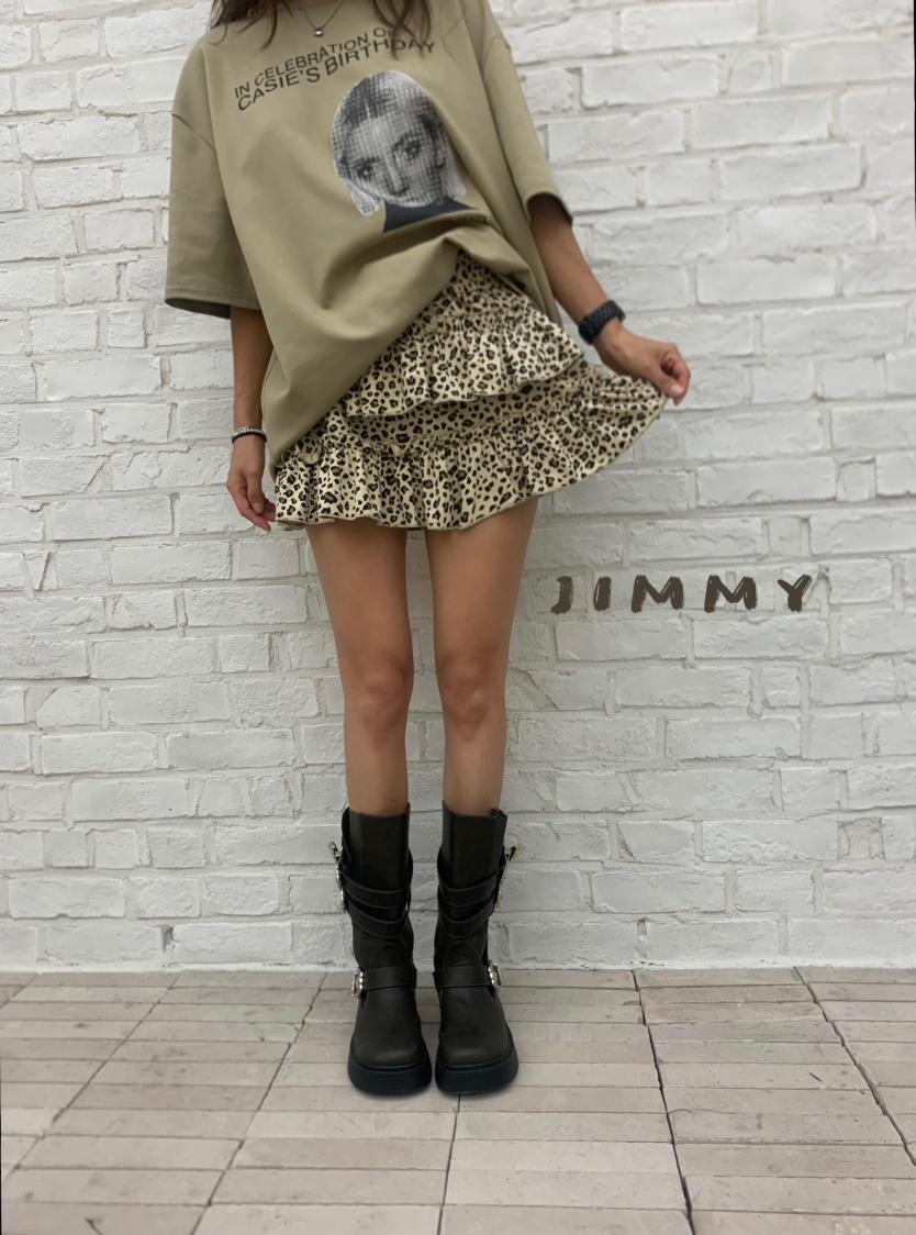 JIMMY東大門㊣實拍女裝新款時尚真品推薦25秋冬休閑短裙豹紋JIMMY/REMAKE短裙