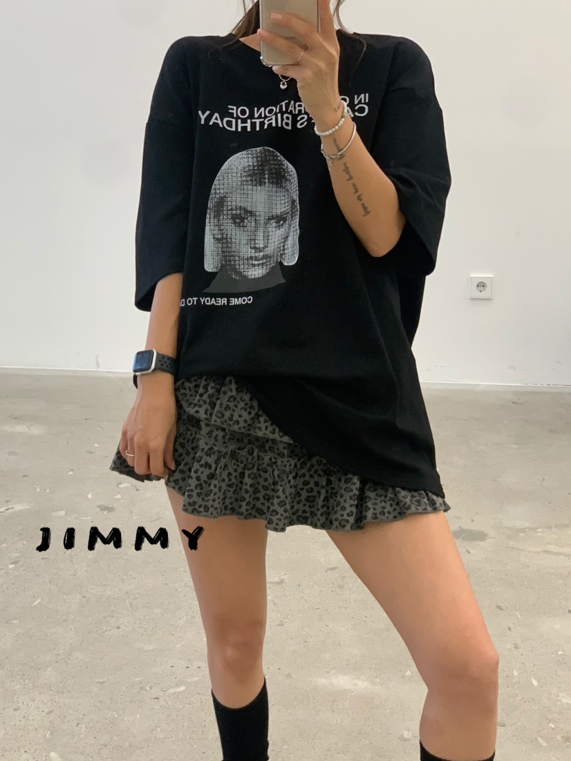 JIMMY東大門㊣實拍女裝新款時尚真品推薦25秋冬休閑短裙豹紋JIMMY/REMAKE短裙