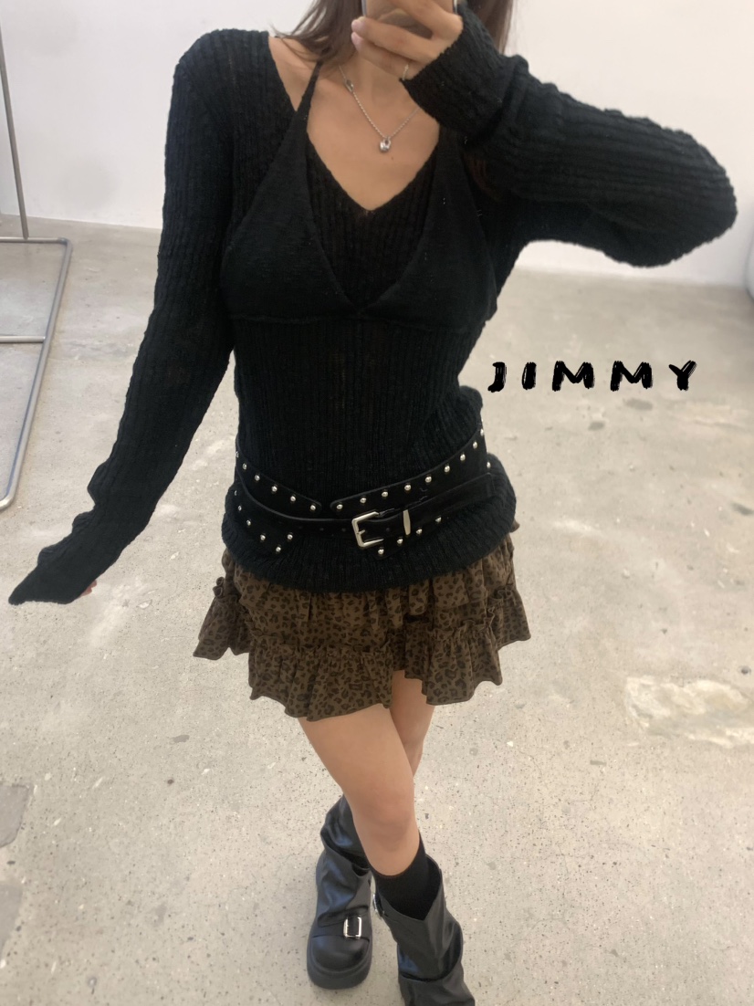 JIMMY東大門㊣實拍女裝新款時尚真品推薦25秋冬休閑短裙豹紋JIMMY/REMAKE短裙