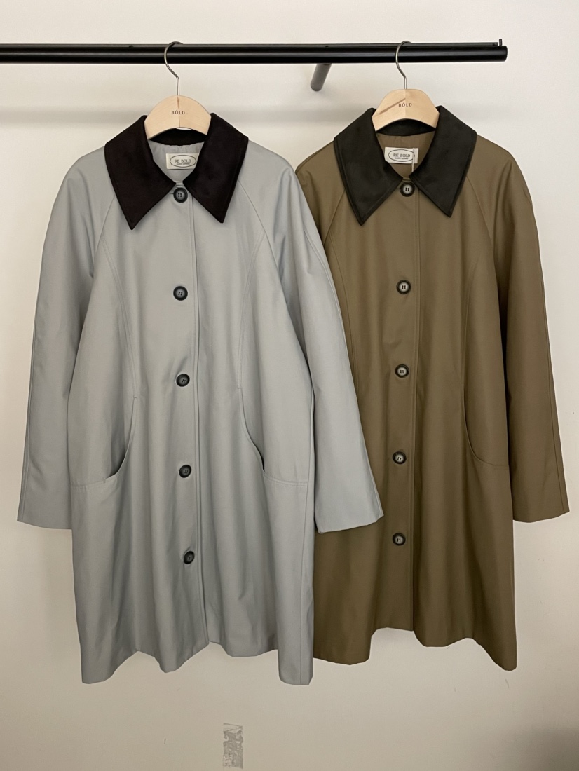 BOLD-A東大門㊣代購女裝新品真品25秋冬熱賣長款風衣絨面革RE BOLD長款風衣