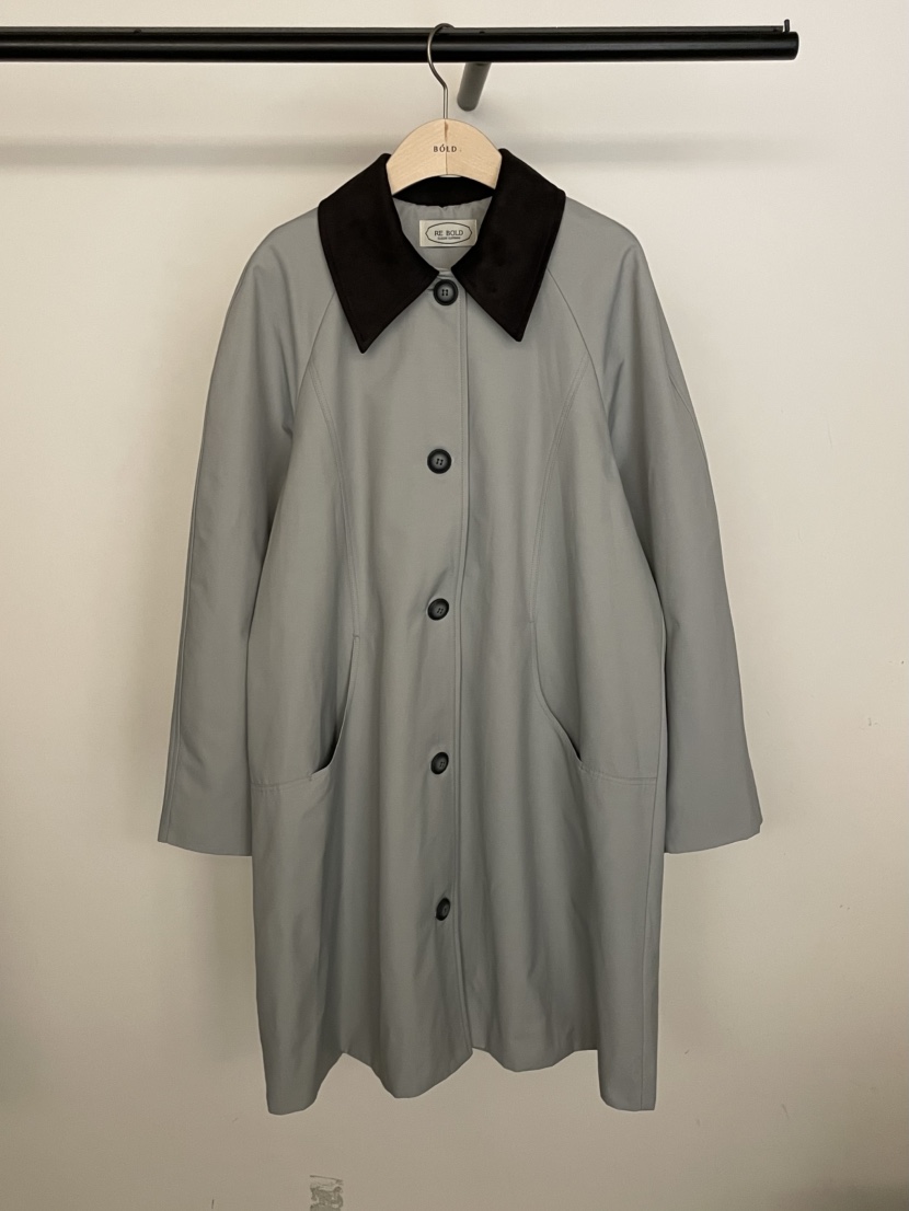 BOLD-A東大門㊣代購女裝新品真品25秋冬熱賣長款風衣絨面革RE BOLD長款風衣圖色1